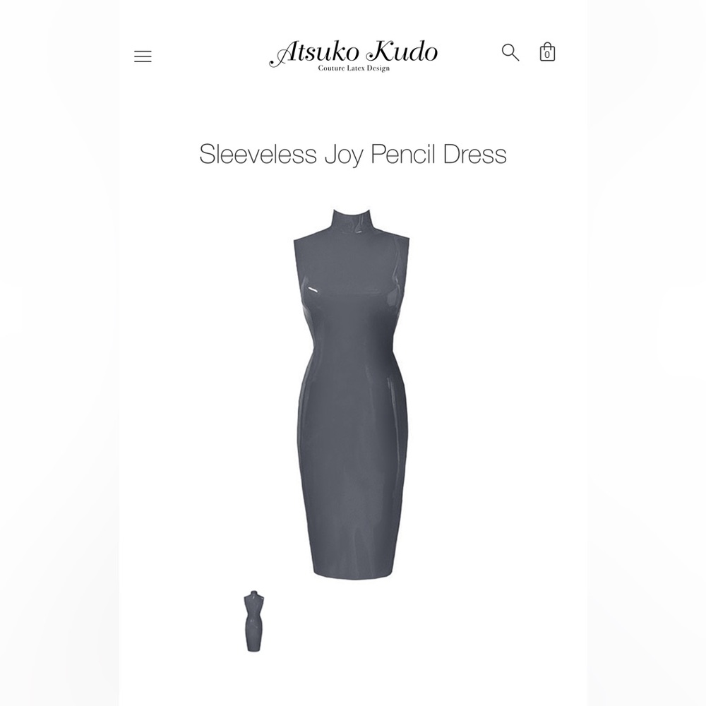Atsuko Kudo Sleeveless Gray Bodycon Latex  Midi Dress